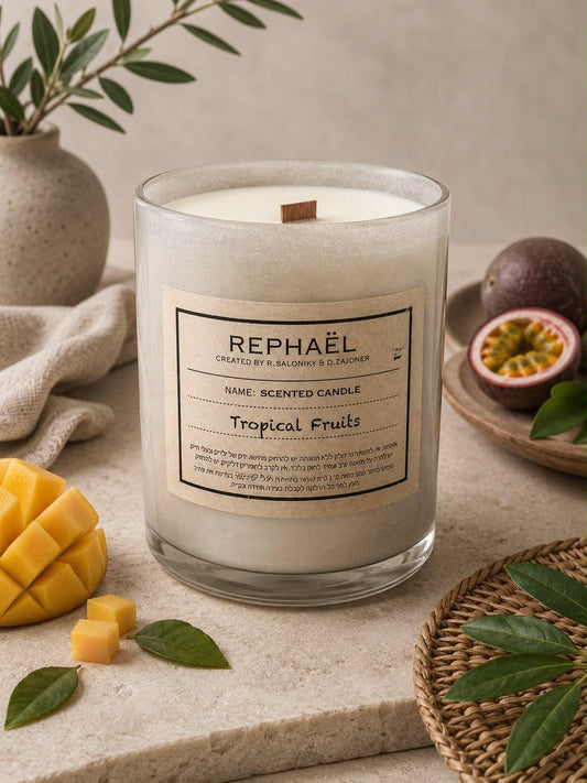 Tropical Fruits Scented Candle.      נר ריחני טבעי